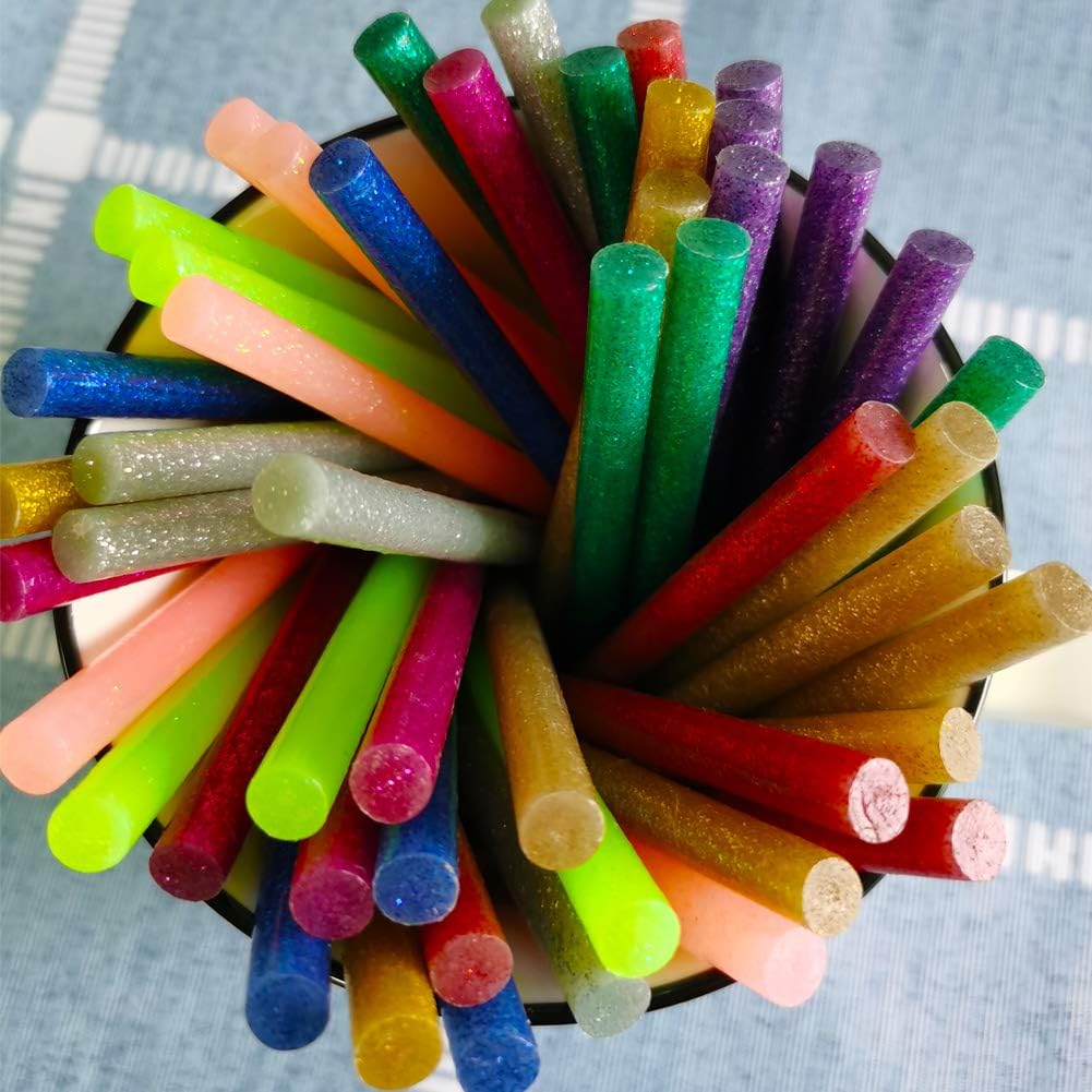 Glitter Hot Glue Sticks for Hot Glue Gun 14 Colors 84 Pack Bulk Colored Glitter Glue Stick for Mini