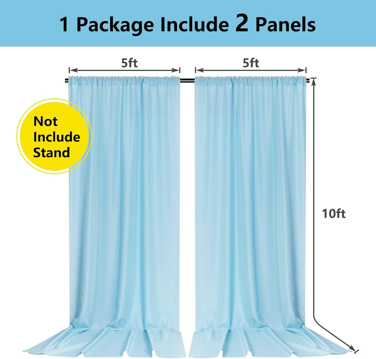 MYSKY HOME Light Blue Backdrop Curtains for Parties, Weddings, Stage, Baby Showers, Birthdays - 5ft