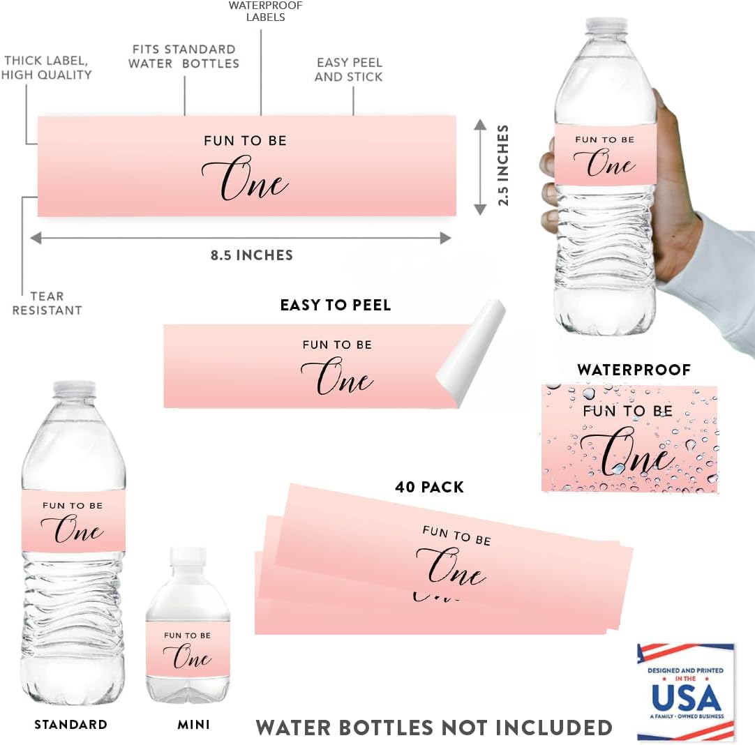 Andaz Press Blush Pink Rose Elegant Party Baby Girl's 1st Birthday Collection, Waterproof Water