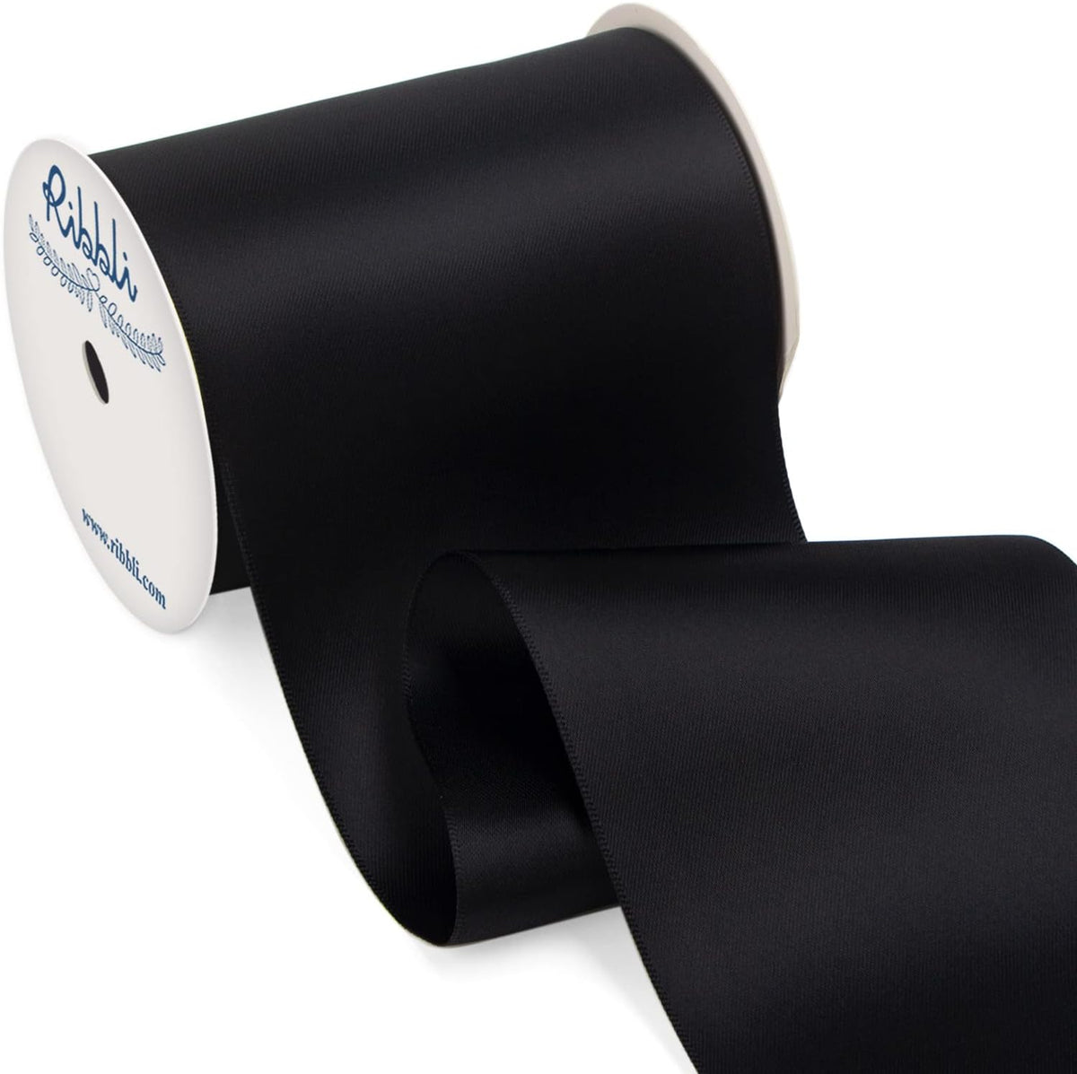 Ribbli Black Satin Ribbon 4 Inch Wide Black Ribbon for Wedding Chair Sash Grand Opening Ceremony