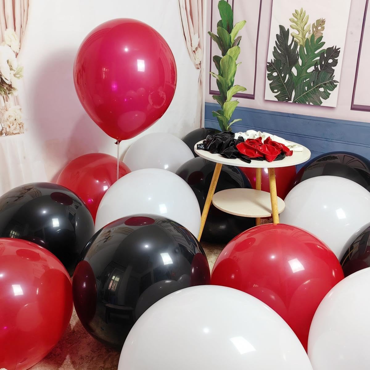 90 Pack 18 inch Red Black White Balloons 30 of each of the 3 colors Red White Black Latex Party big
