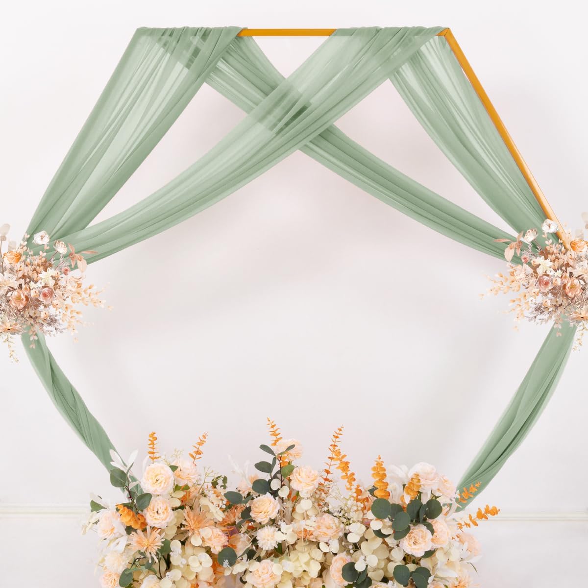 MLMC Sage Green Wedding Arch Draping Fabric 2 Panels 29" x 20 FT Extra Long Gauze Drapes Sheer