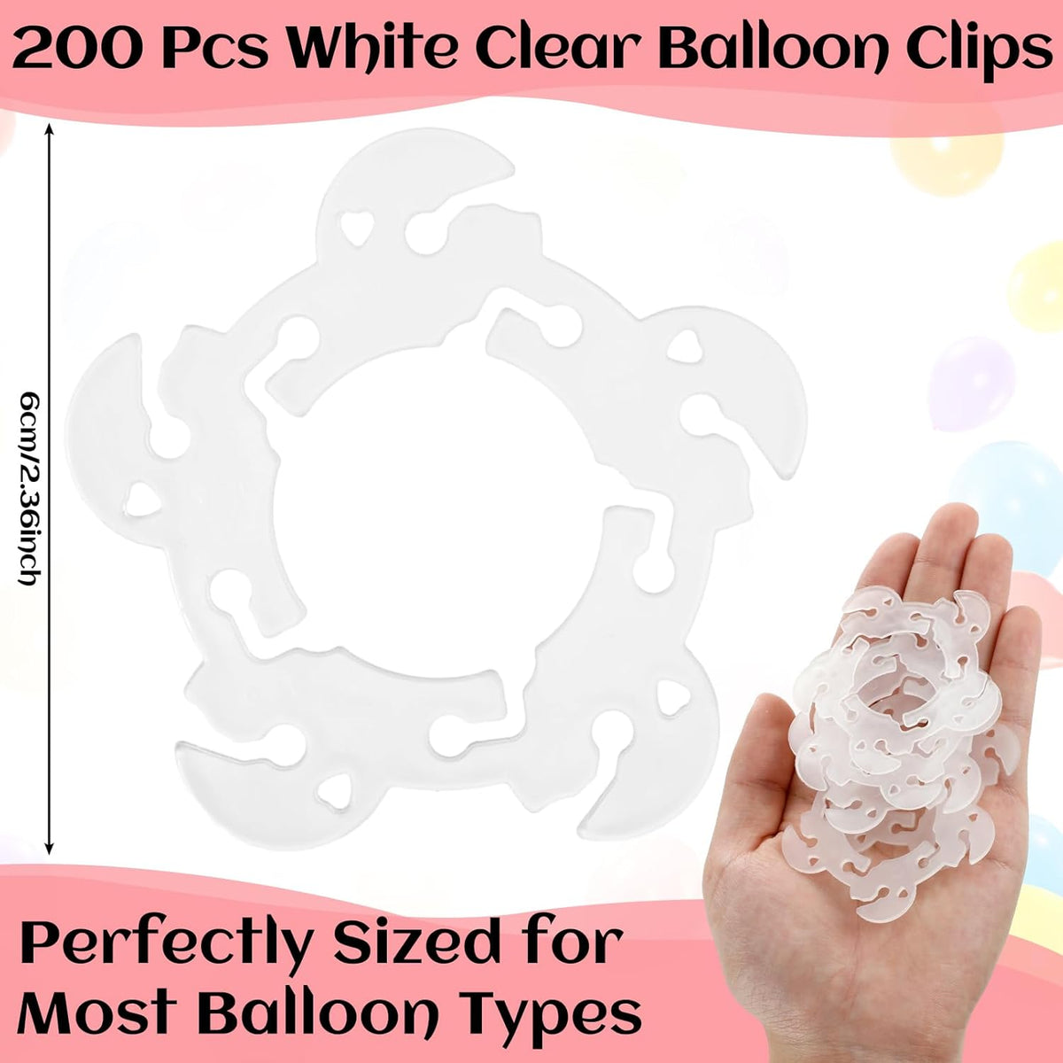 Syhood 200 Pcs Balloon Clips for Balloon Arch Flower Shaped White Bracket Buckle Connectors Clip