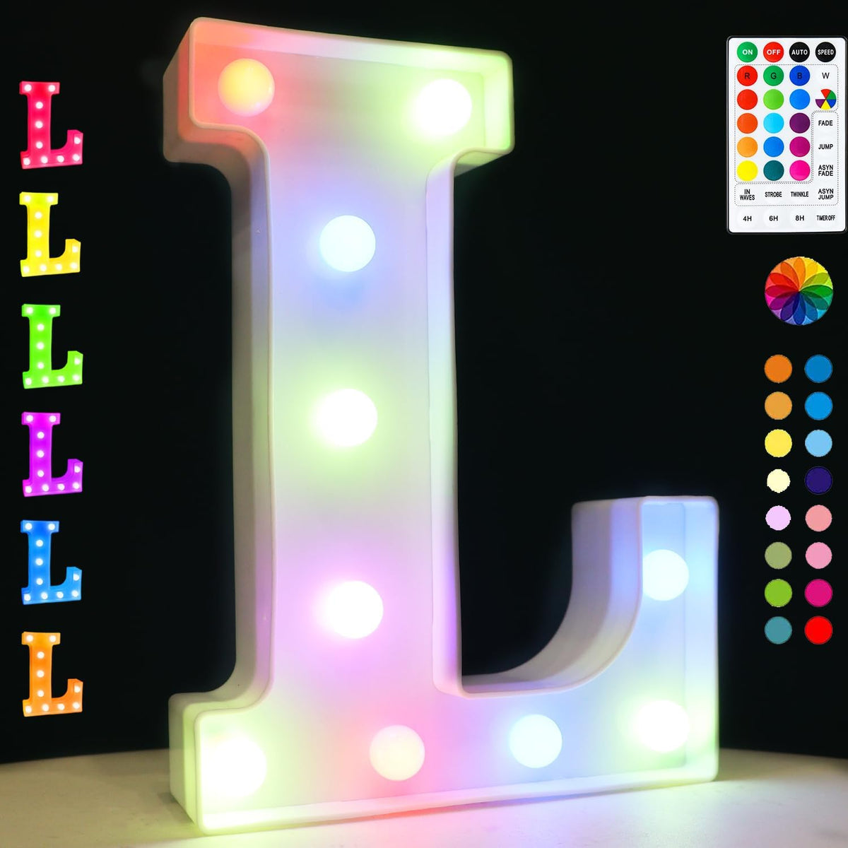 Light Up Colorful LED Marquee Letter lights, 18 Colors Changing Alphabet Letters Sign with Remote