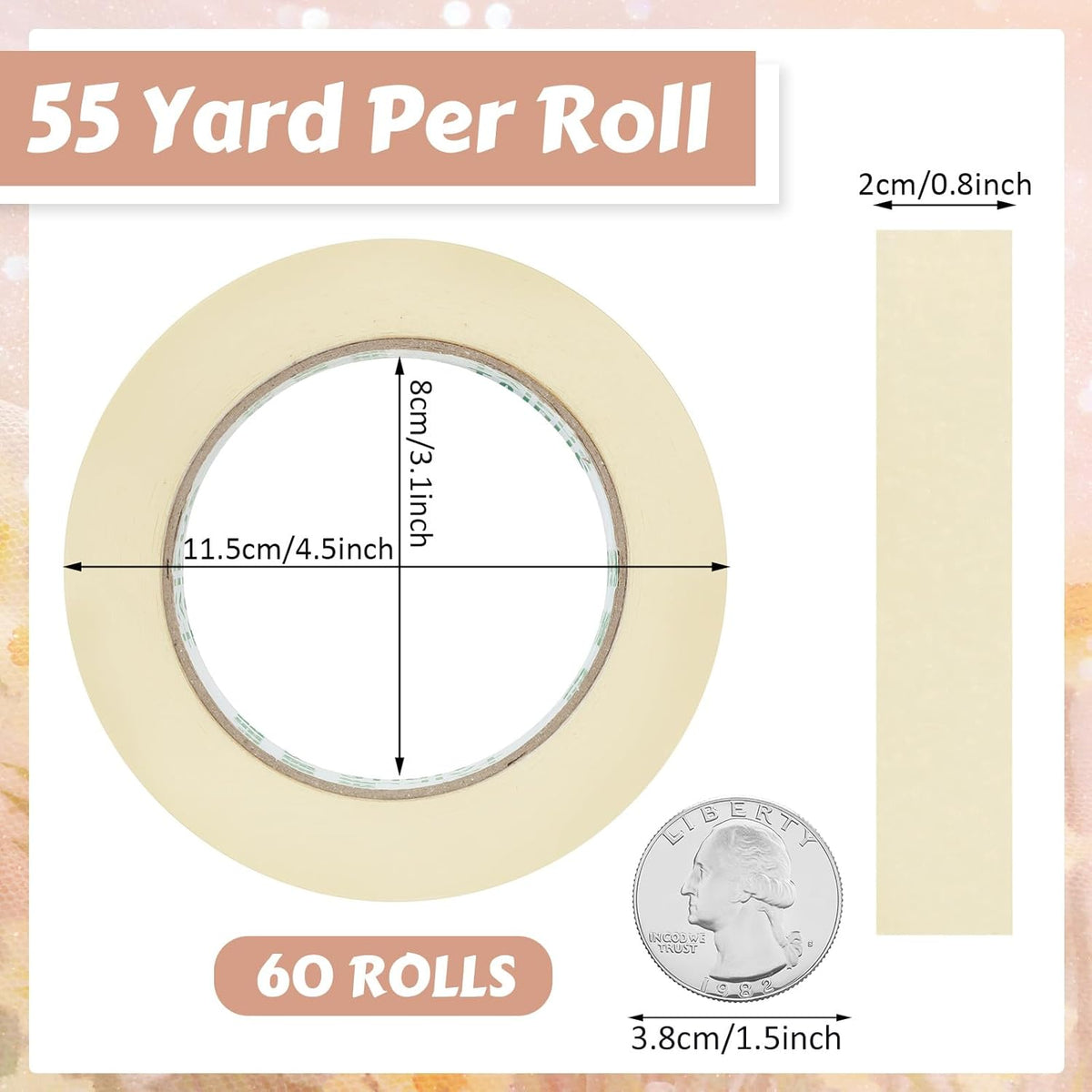 Masking Tape Bulk General Purpose Masking Painting Tape 55 Yards for Painting Home Office School