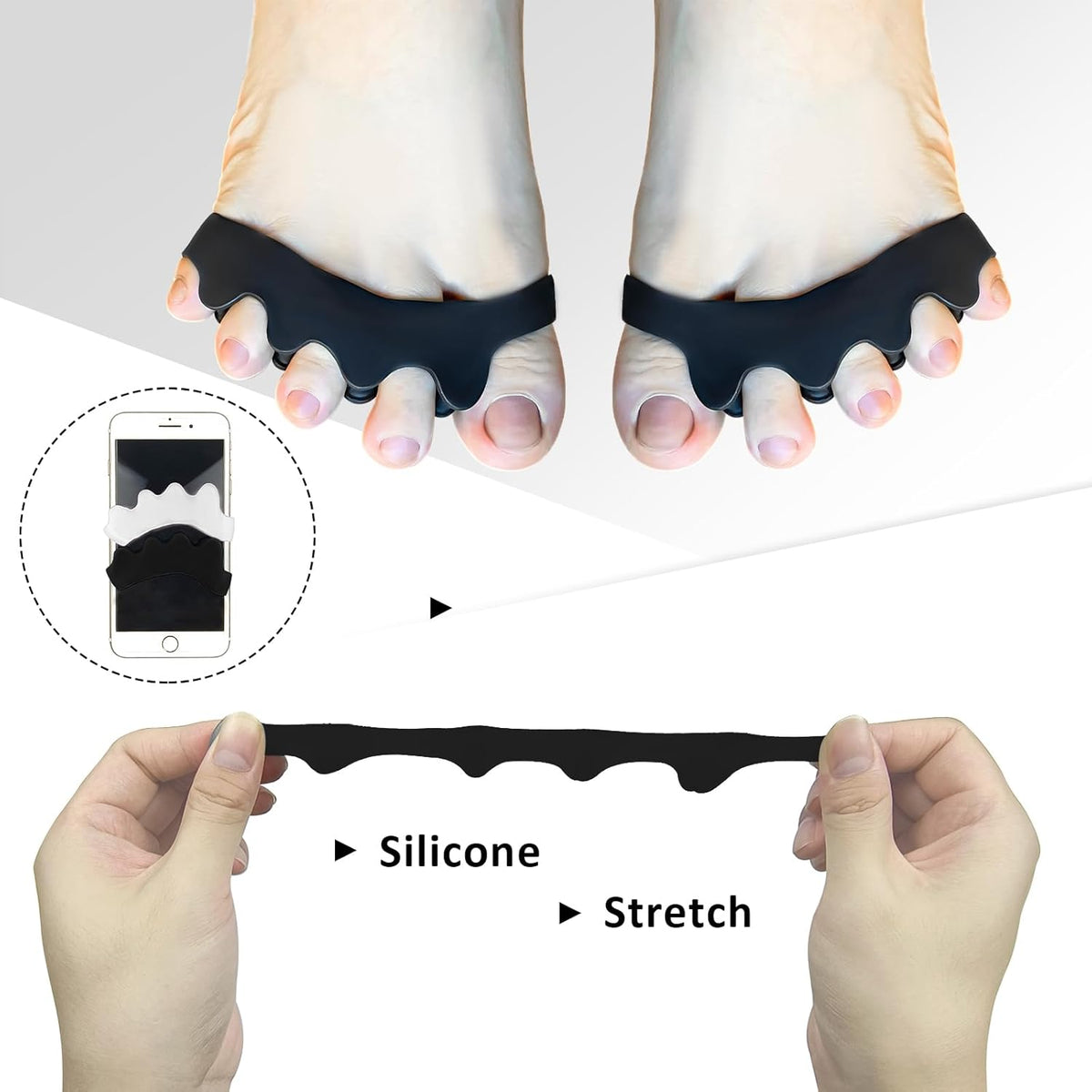 SUNFATT Toe Spacers for Men ang Women,Toe Separators for Women,Relieves Overlapping Toes,Bunions