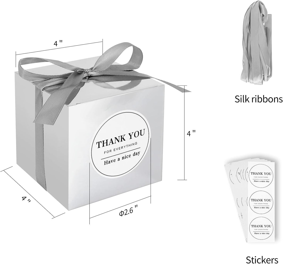COTOPHER Small Gift Boxes 60 Pack 4x4x4 inches Silver Gift Boxes with Lids for Gifts, Crafting