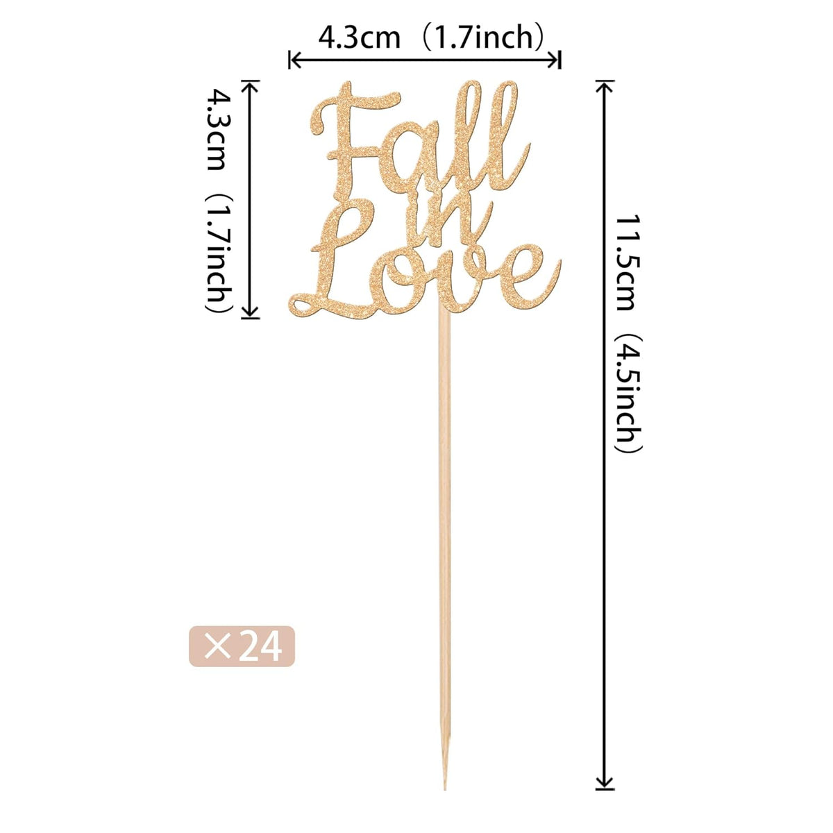 24 PCS Fall in Love Cupcake Toppers Glitter Fall Theme Bridal Shower Cupcake Picks for Autumn