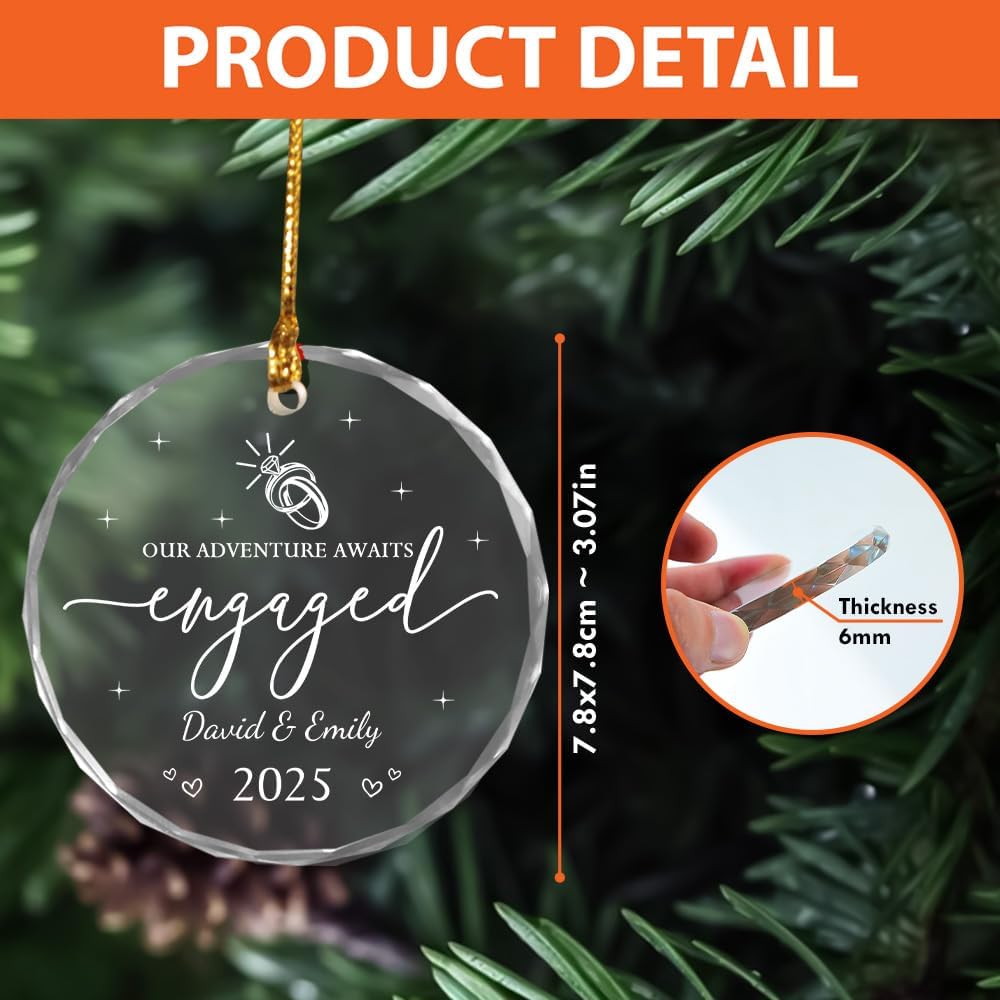Personalized Engagement Gifts For Couples - Newly Engaged Couples Christmas Ornaments - Happy