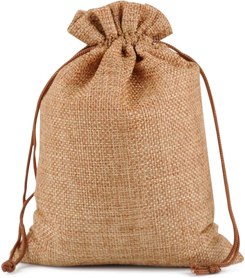 Lucky Monet 25/50/100PCS Burlap Gift Bags Wedding Hessian Jute Bags Linen Jewelry Pouches with