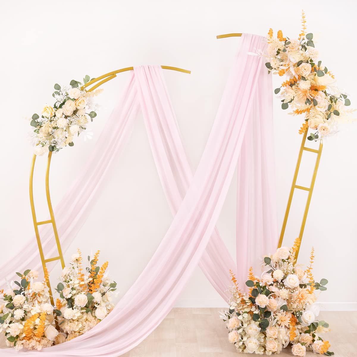 Socomi Wedding Arch Draping Fabric 1 Panel 29" x 19Ft Blush Pink Sheer Chiffon Curtain Drapes 6