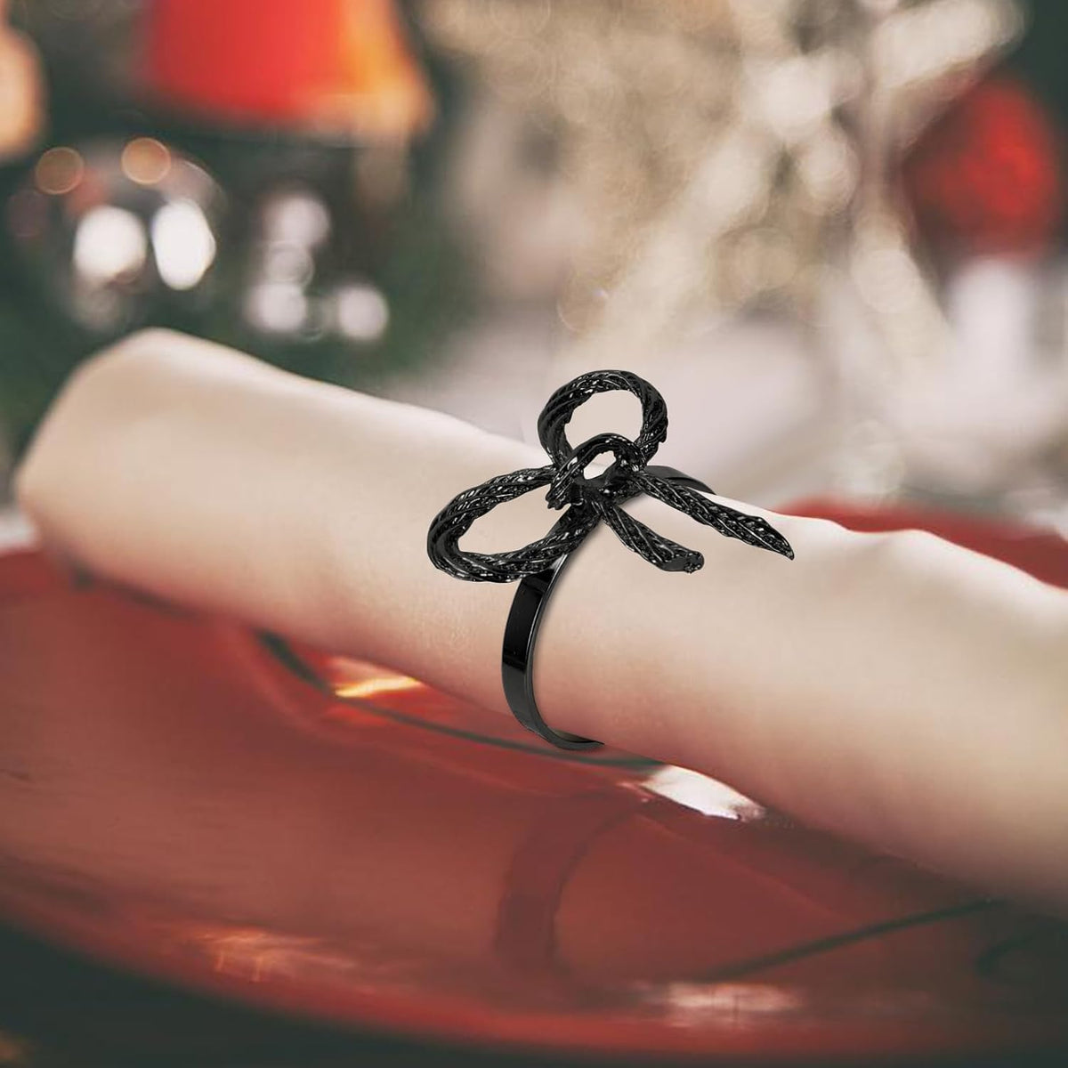 Pack of 6 Napkin Rings Alloy Hollow Out Flower Napkin Holder Dinning Table Napkin Ring for Dinner