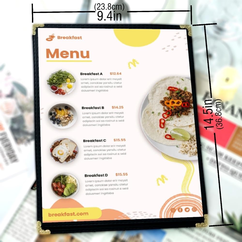 Goodsmart Restaurant Menu Covers – 25 Pack Black 2-View, Top-Loading Menu Holders, Vinyl & Plastic