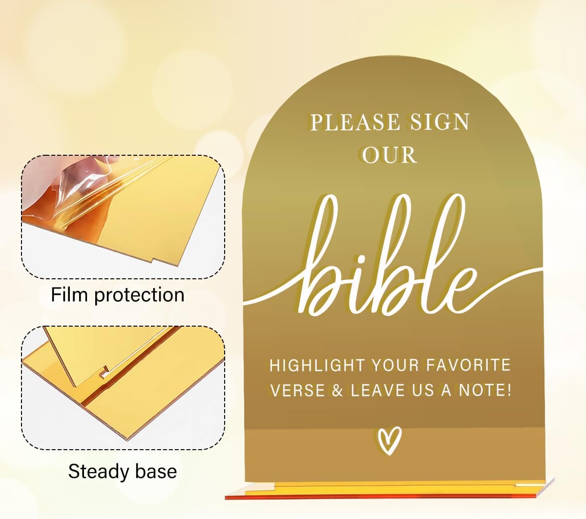 Acrylic Wedding Sign, Bridal Shower Decorations, Please Sign Our Bible Sign for Ceremony, Modern