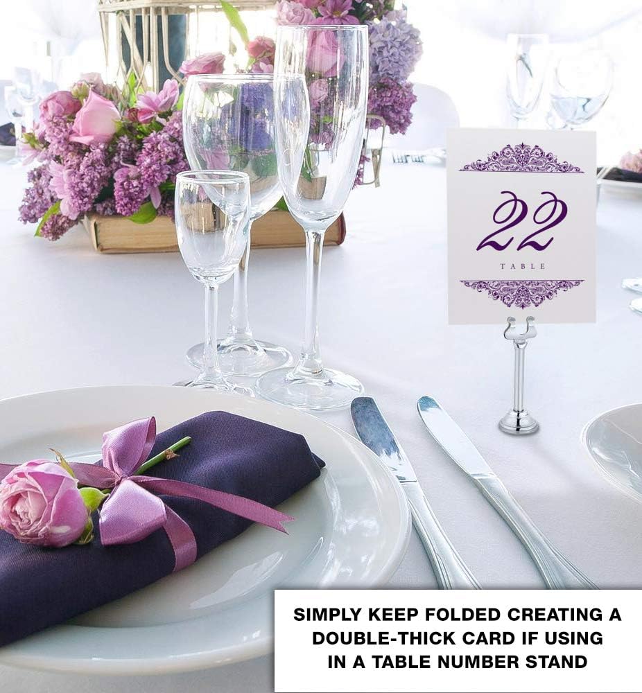 Paisley Wedding Table Numbers (Select Color/Quantity), Champagne, Eggplant, 1-15, Double Sided