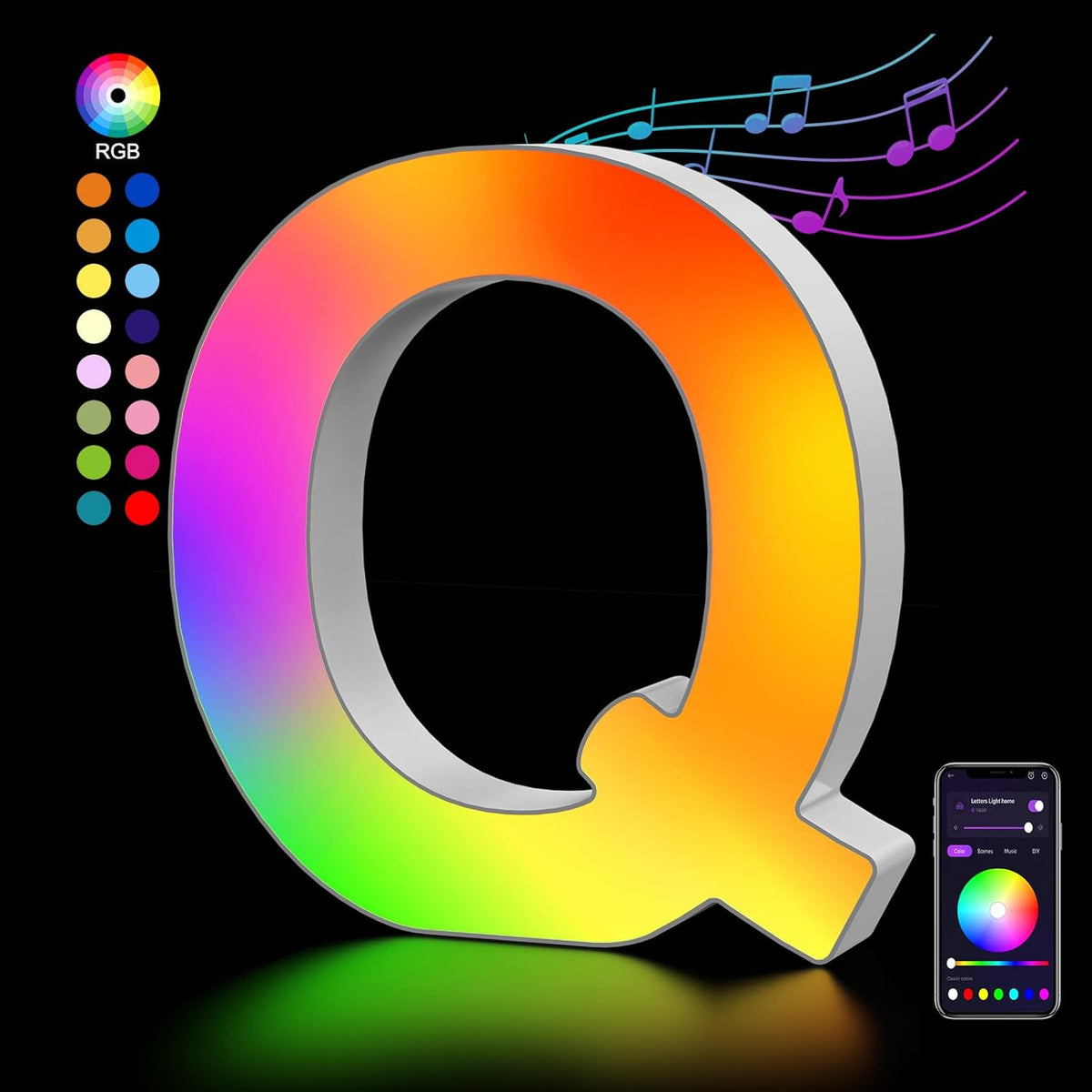 OJQ Light Up Letters LED Letter - Marquee Letters Room Decor Alphabet Letter Music Sync Color