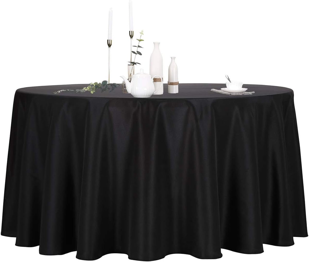 Ascoza 6pack 120 Inch Black Round Tablecloth in Polyester Fabric for