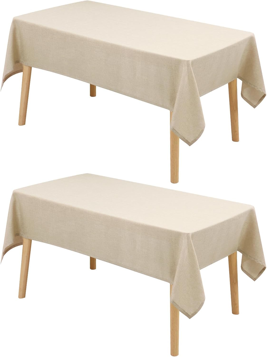 Hiasan 2 Pack Faux Linen Square Tablecloth - Wrinkle and Stain Resistant Washable Table Cloth for