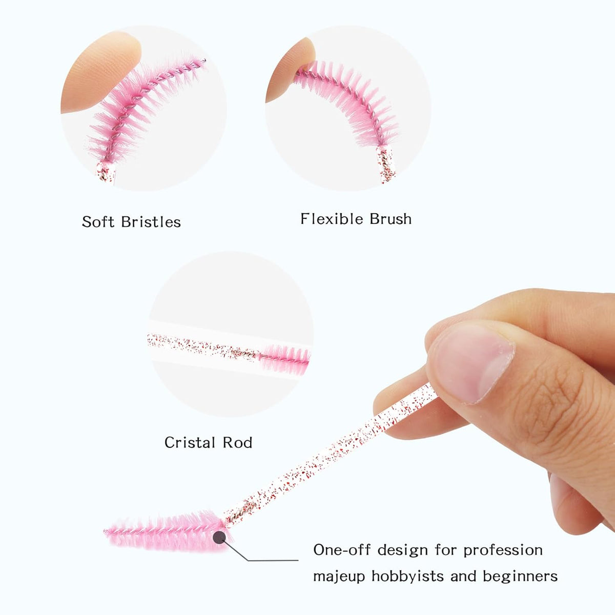 48 Pieces Disposable Mascara Wands Set,Include 24 pcs Disposable Crystal Lash Spoolies Brush and 24