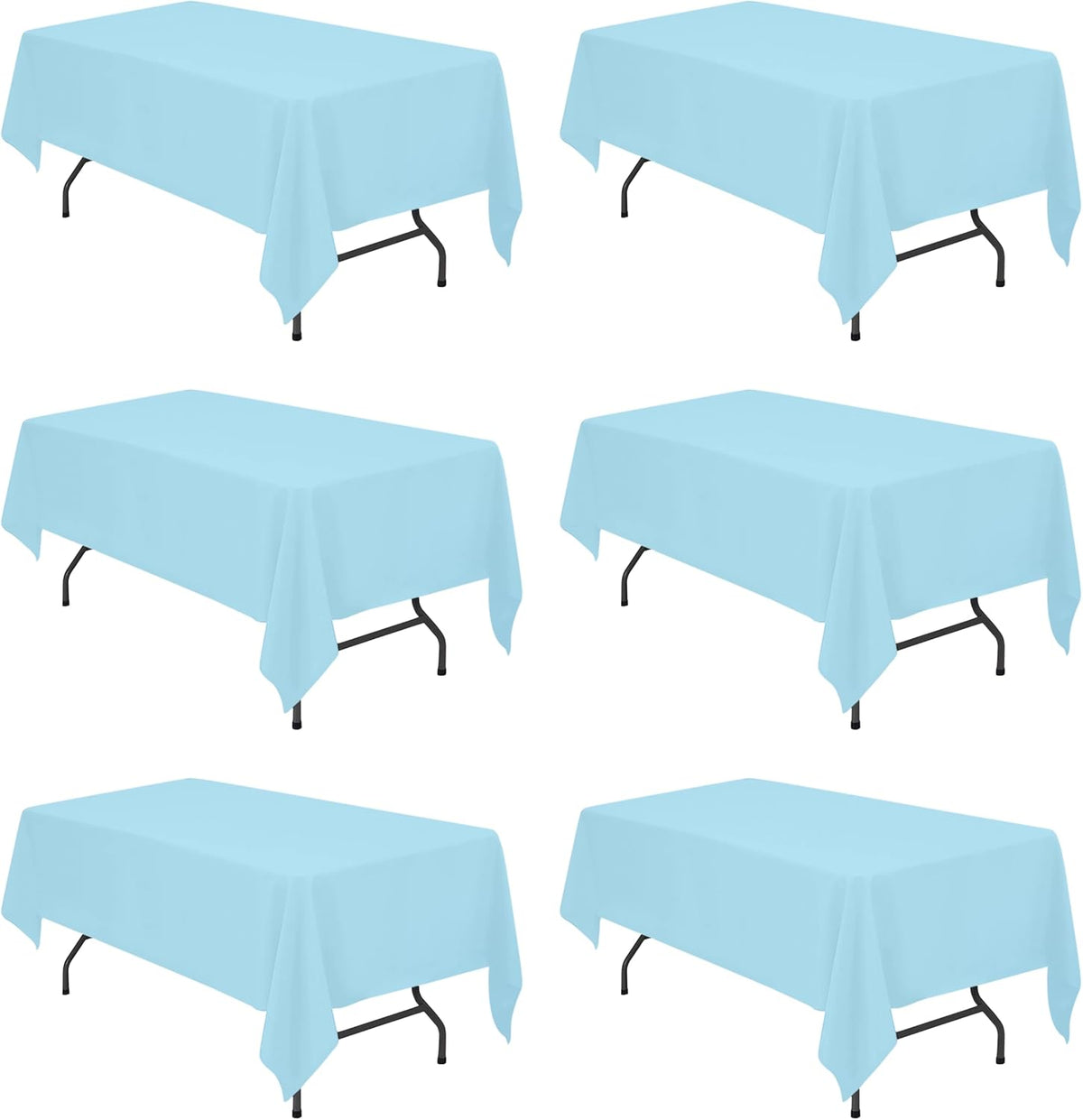 BRILLMAX 6 Pack Light Blue Tablecloths for 6 Foot Rectangle Tables 60 x 102 Inch - 6ft Rectangular