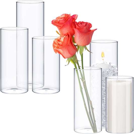 Thin Glass Cylinder Vases 2.5''/3.3'' Diameter 2mm Wall Thickness Clear Flowers Vase Hurricane