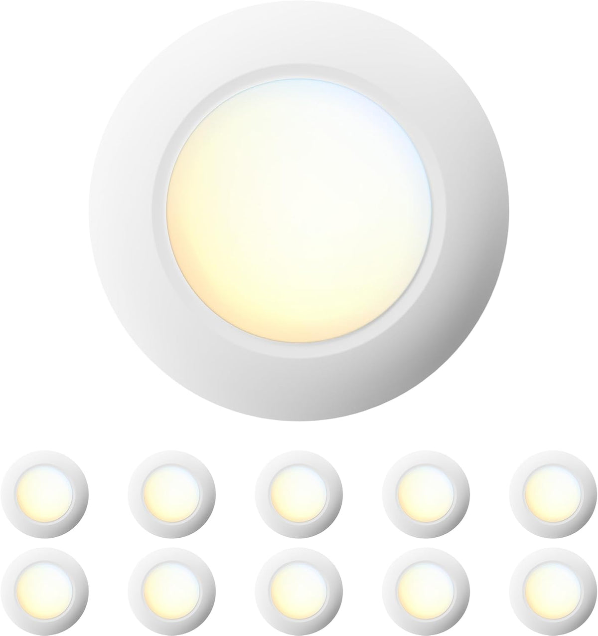 10 Packs 4 Inch White LED Low Profile Recessed & Surface Mount Disk Light, Round, 10W, 600 Lumens