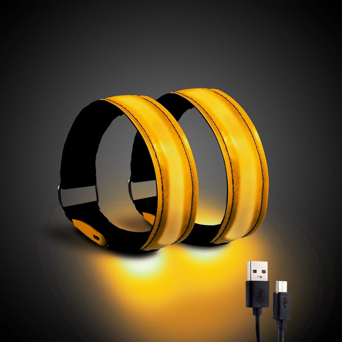 Rechargeable LED Armband for Running(2 Pack), Light Up LED Armband, High Visibility Reflective