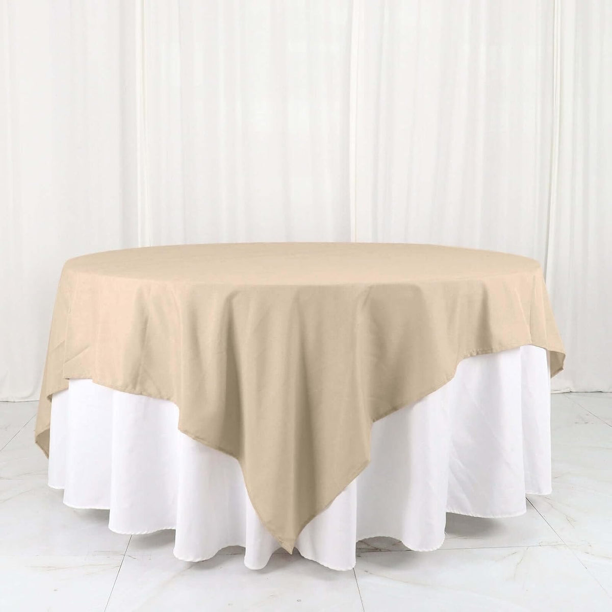 Efavormart 90" Nude Wholesale Linens Polyester Square Linen Tablecloth for Kitchen Dining Catering