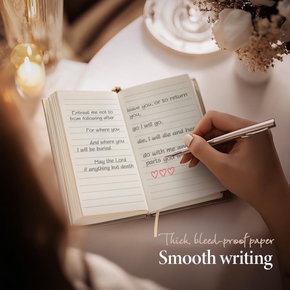 Vow Books His and Hers 2 Pack - 6 x 4 Inch Linen Hardcover Wedding Vow Books with Gold Foil