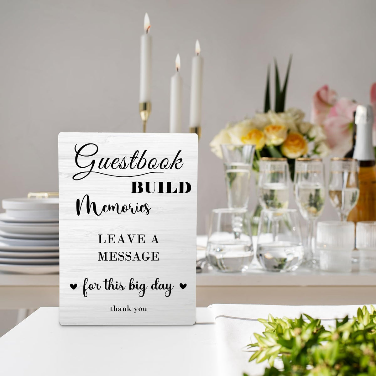 Guestbook Sign, Wedding Guestbook Wooden Sign Stand 5x7inch, Message Guest Book Wedding Sign Stand