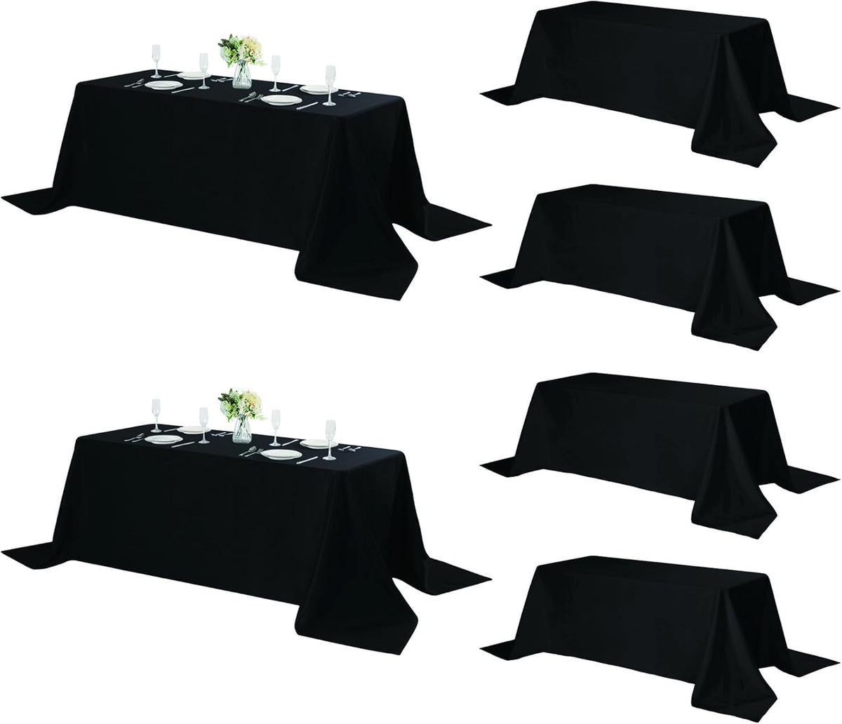 Fokitut 6 Pack Rectangle Tablecloth, 90x132 Inch, Stain Resistant and Wrinkle Polyester Table
