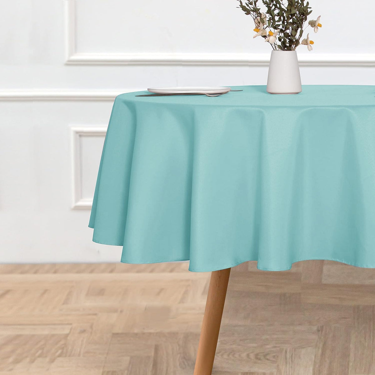 sancua Round Tablecloth - 60 Inch - Water Resistant Spill Proof Washable Polyester Table Cloth