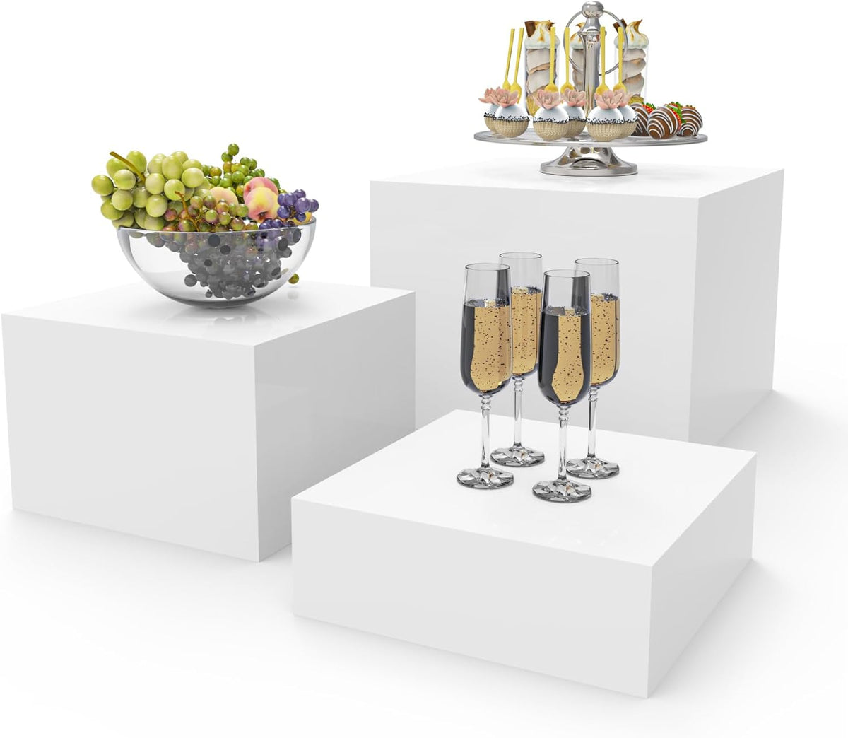 PecMuikee Buffet Risers, Food Risers for Buffet Table, Display Stand Shelf for Catering Dessert