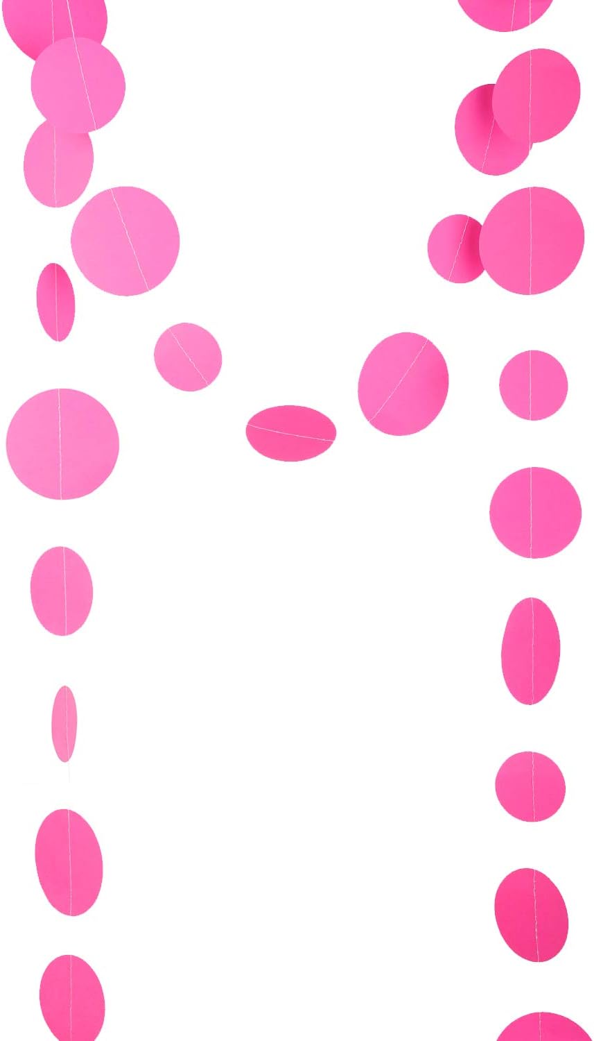 Hot Pink Paper Garland Circle Dot Party Banner Wall Streamers Backdrop Ceiling Hanging Decorations