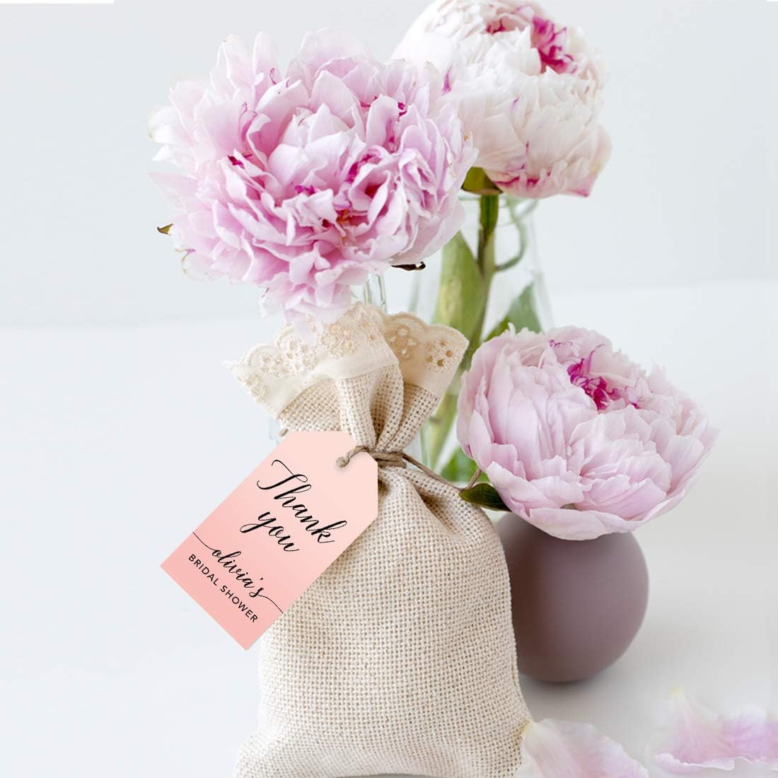 Andaz Press Personalized Blush Pink Rose Elegant Party Collection, Classic Tags, Thank You Olivia's