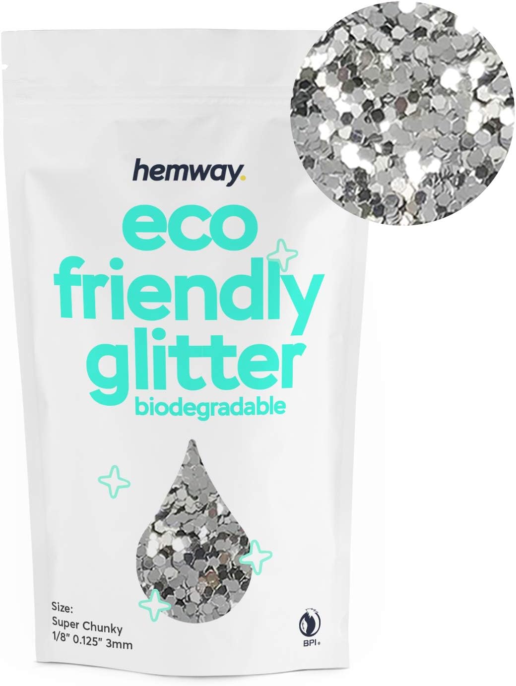 Hemway Eco Friendly Biodegradable Glitter 100g / 3.5oz Bio Cosmetic Safe Sparkle Vegan for Face