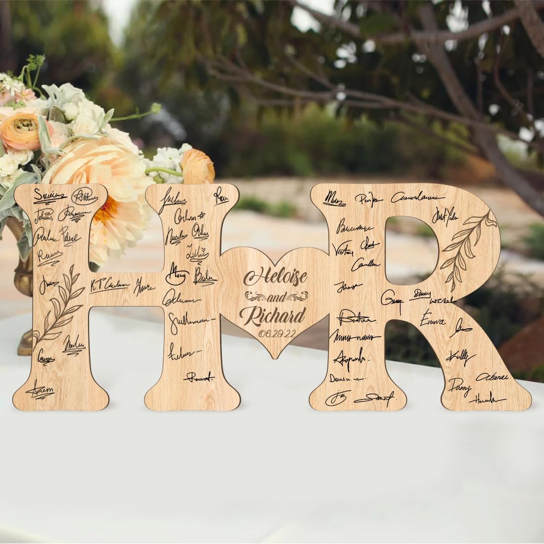Personalized Wedding Guest Book Sign Custom Letter Name Date Rustic Wedding Guest Book Alternative