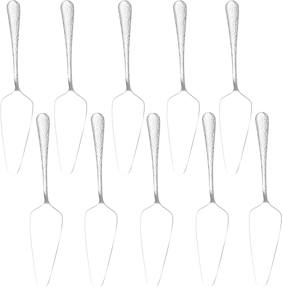 Stainless Steel Cake Server Pack of 10 Hammered Pie Holder Transfer Triangular Spade Spatula
