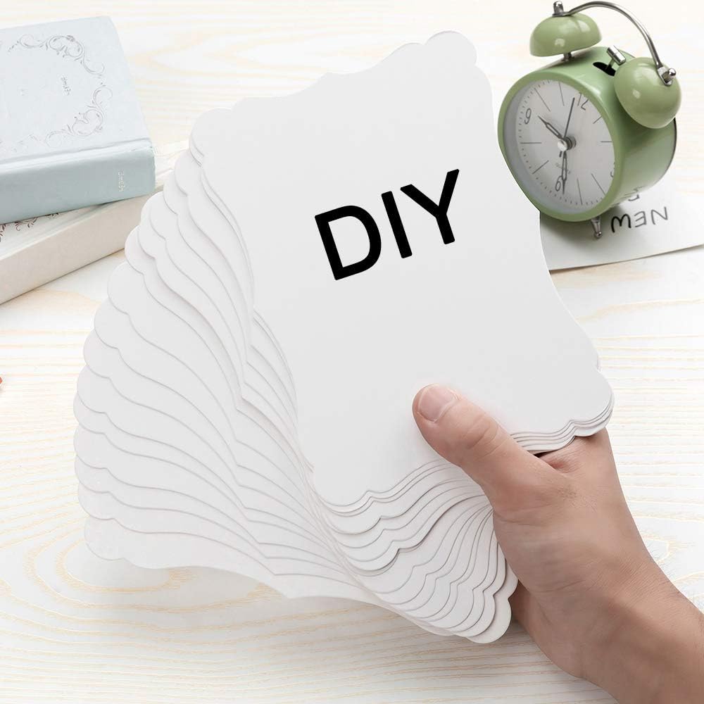 50 Pack Blank Kraft Cards Cardstock Thick Paper Brown Greeting Cards for DIY Gift Card Menus, Baby