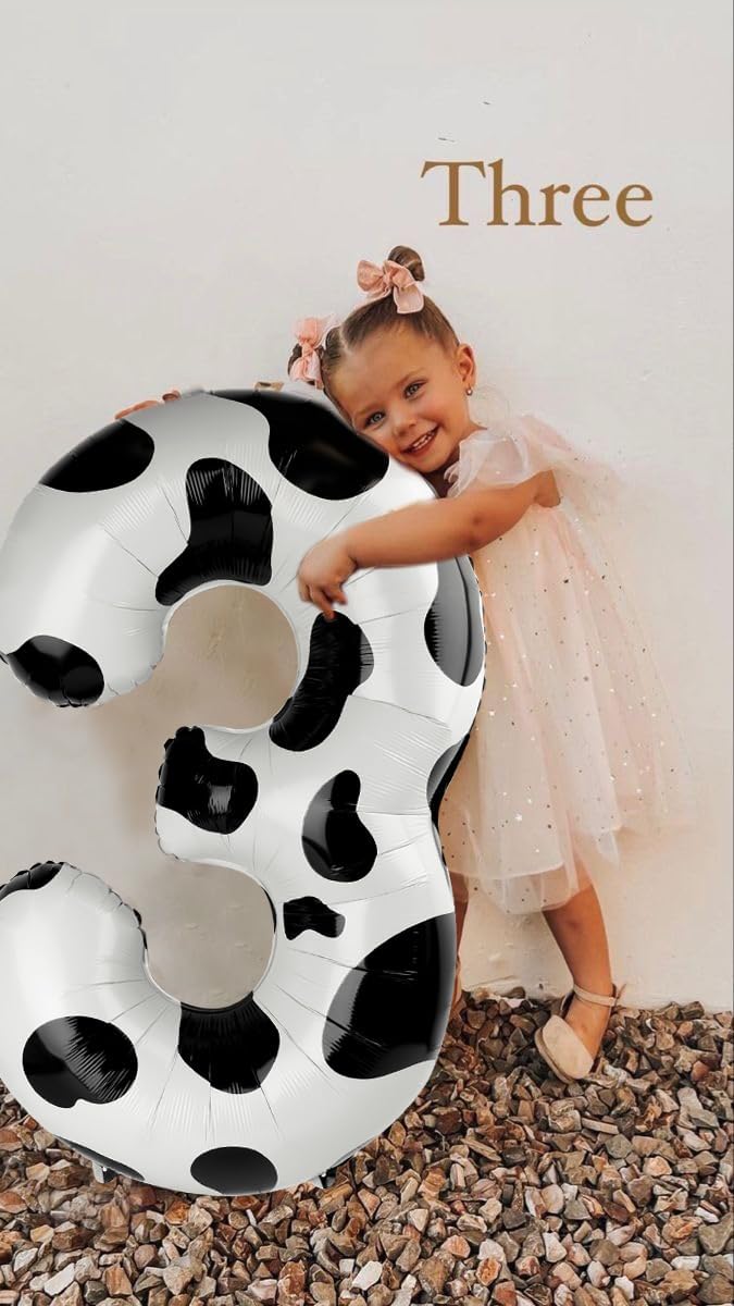 Cow Print Number Balloon Birthday Decorations, 40 inch Number balloon 0-9(Zero-Nine), Cow Balloon