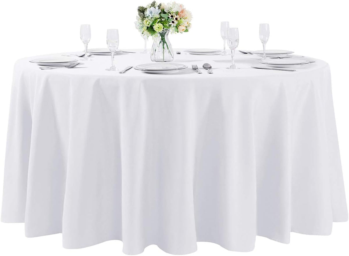 108 inch Round Tablecloth Washable Polyester Table Cloth Decorative Table Cover for Wedding Party