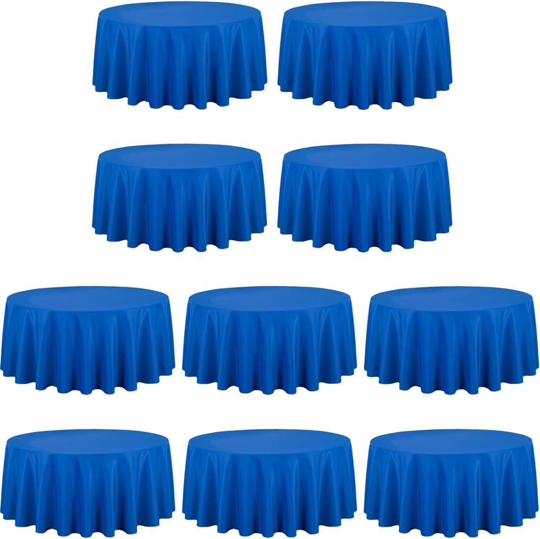 LTC LINENS 10 Pack 120 Inch Round Tablecloth Royal Blue for 60 Inch Round Table - Bulk Round Table
