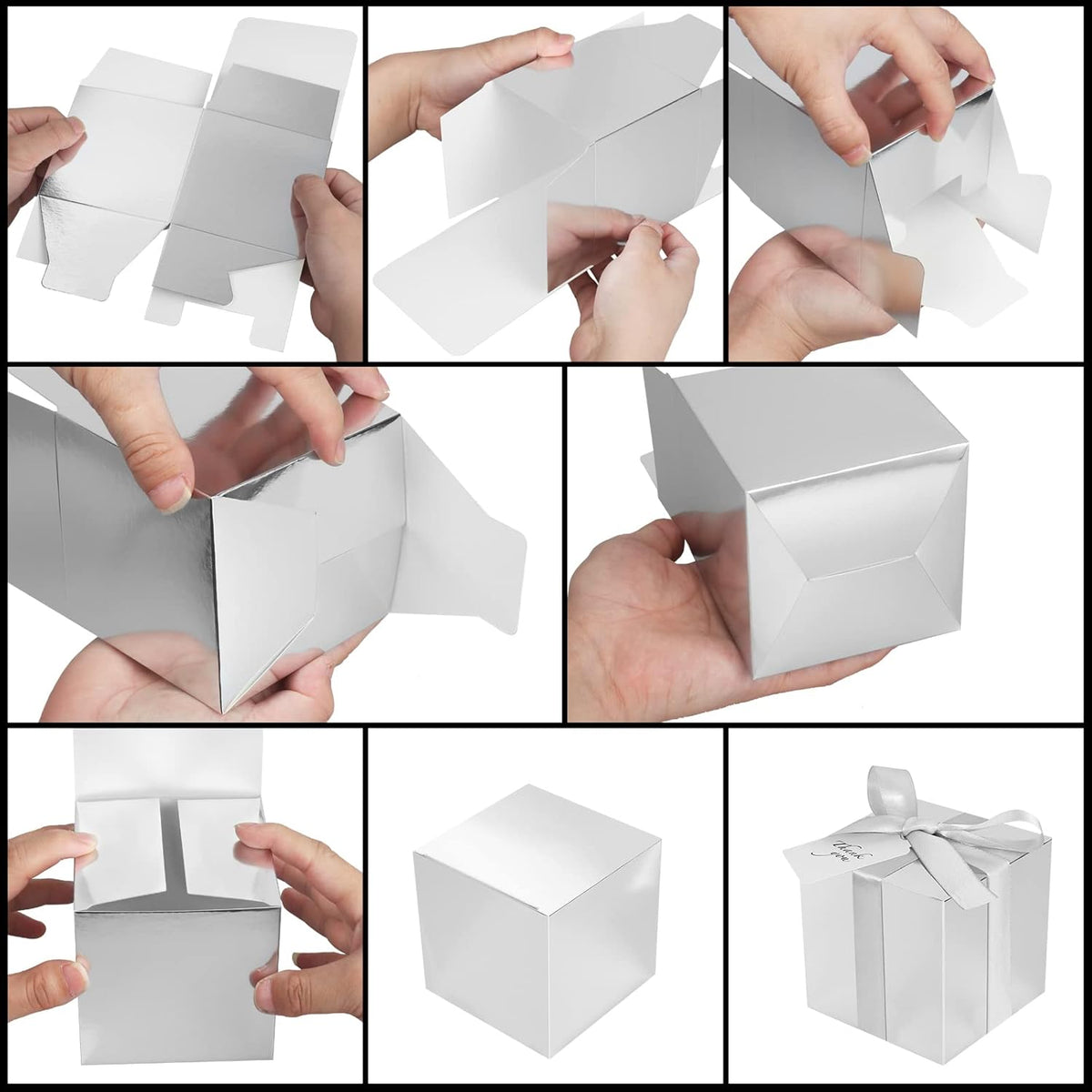 100 Pack Small Gift Boxes, 2x2x2 Inches Favor Boxes Silver Paper Gift Boxes with Lids for Presents