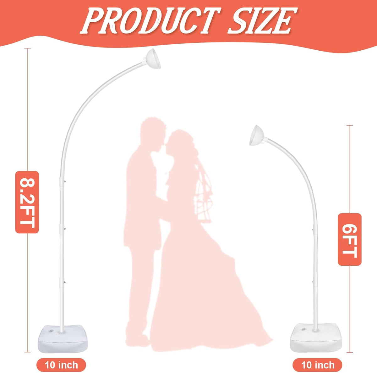 AerWo [Upgraded] Balloon Arch Kit 8.2FT & 6FT, Free Bending Top Half Balloon Arch Stand with Base