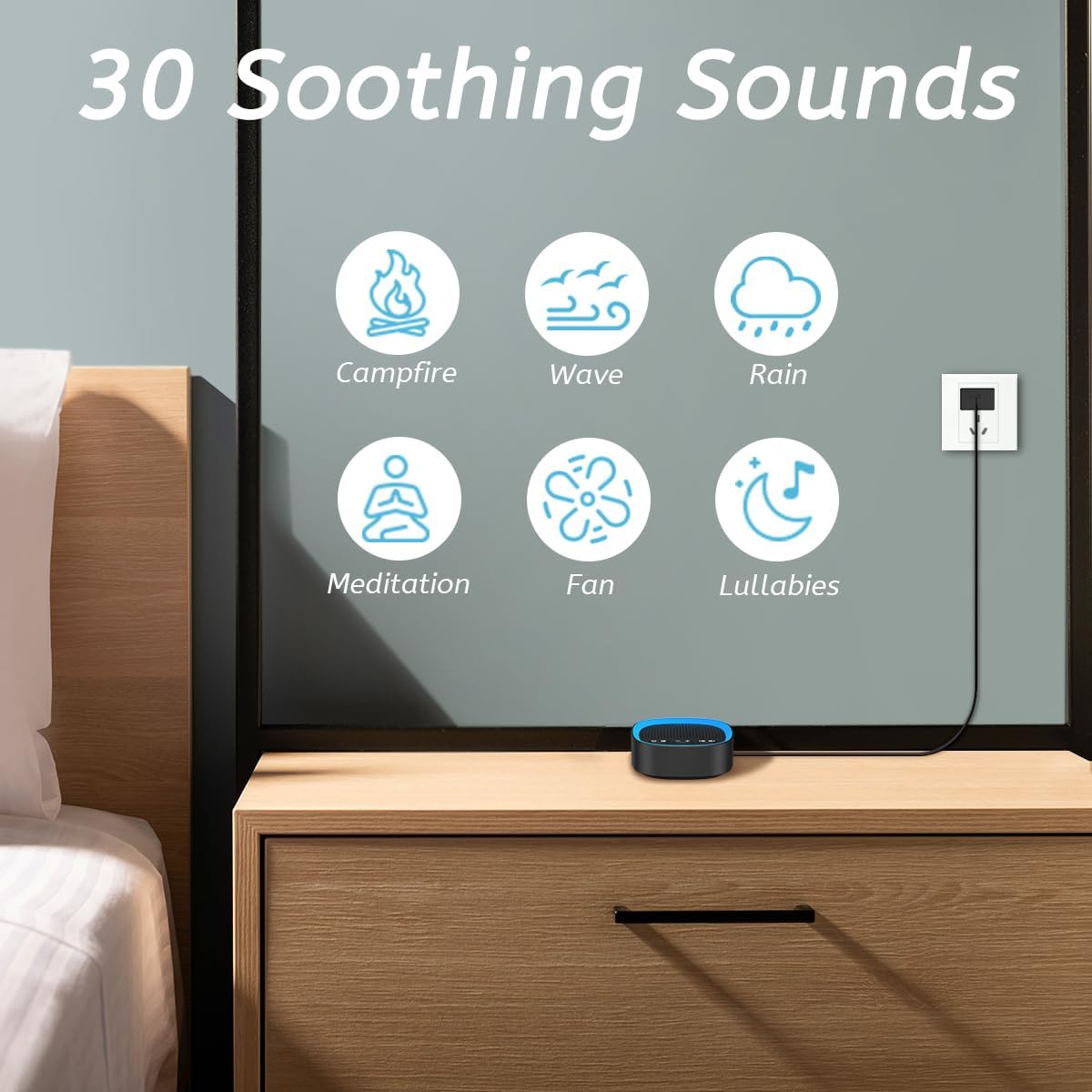 Sleep White Noise Sound Machines with 30 Soothing Sounds 3.5 mm Headphone Jack 5 Timer Settings 32