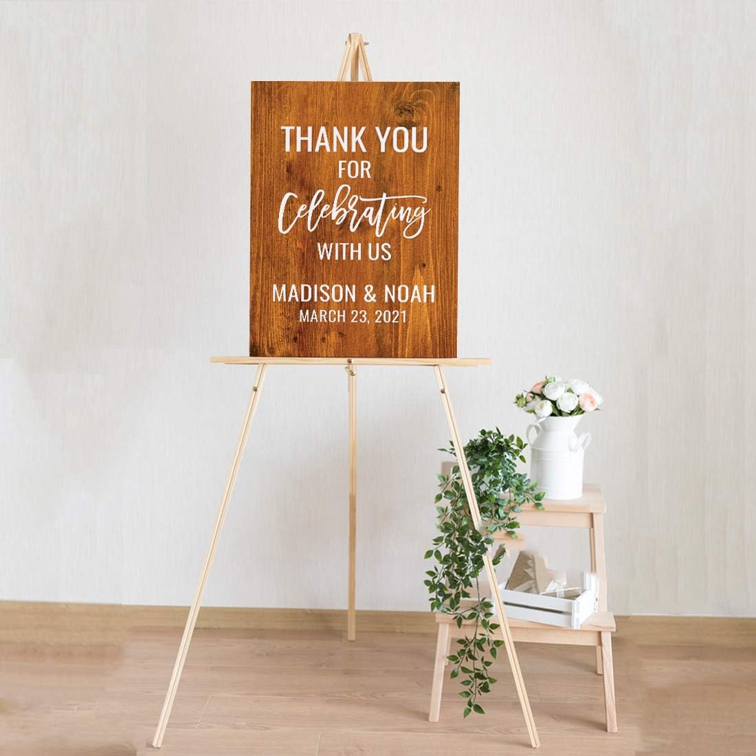 Andaz Press Personalized Extra Large Wedding Easel Board Party Sign, 12x18-inch, Rustic Barn Wood