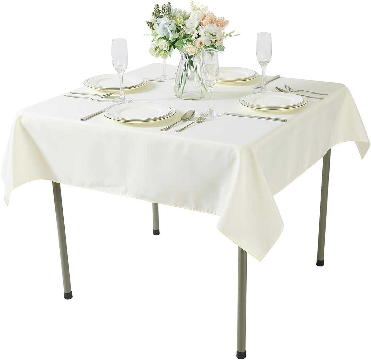 Cupuamon Square Tablecloth 52x52 inch Washable Polyester Fabric Table Cloth for Wedding Party