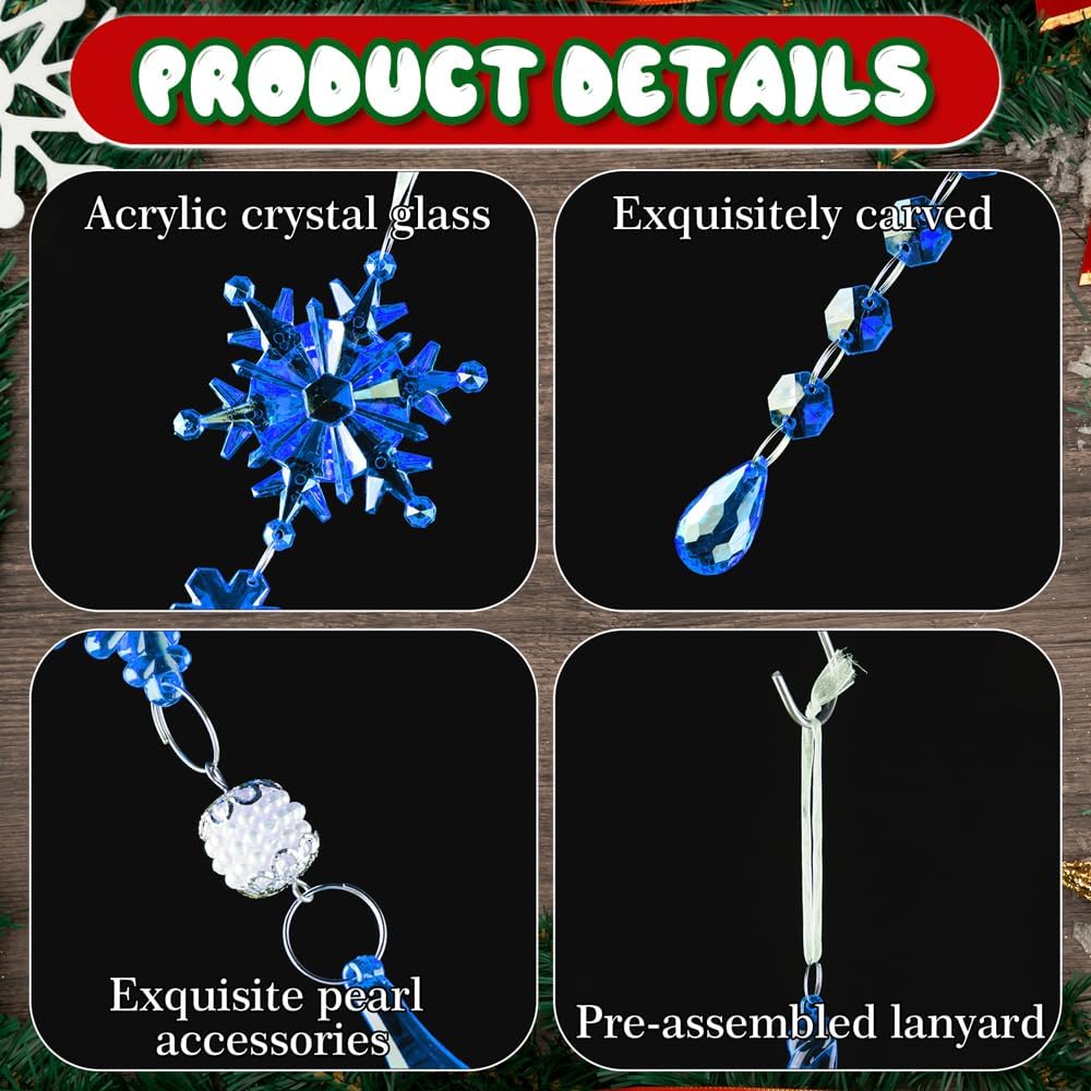 Lanpn 26 Pcs Christmas Ornaments Crystal Christmas Tree Decoration, Hanging Clear Acrylic Snowflake