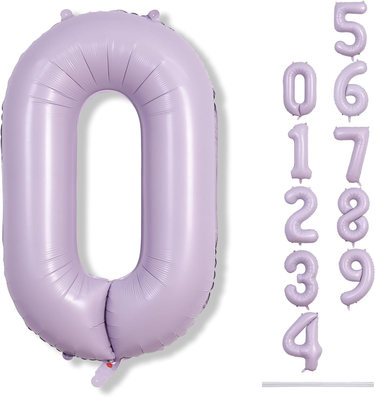 Pastel Purple Number 0 Balloons 40 Inch, Large Lilac Number Balloons 0-9 Set, Light Purple 0 Mylar