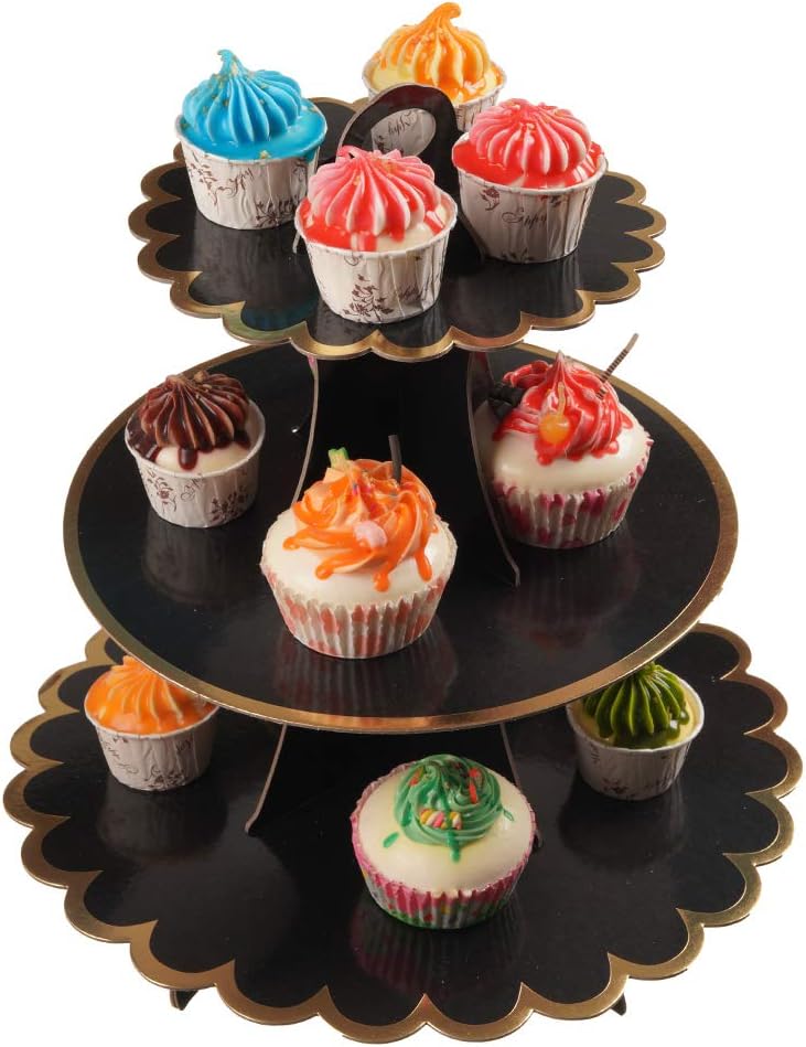 3-Tier Cupcake Stand, Lace Trim Cake Stand Holder, Tiered DIY Cupcake Stand Tower for Dessert Table
